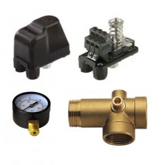 Комплект автоматики Euroaqua (механ. Реле давления SK2A + манометр + пятерник)